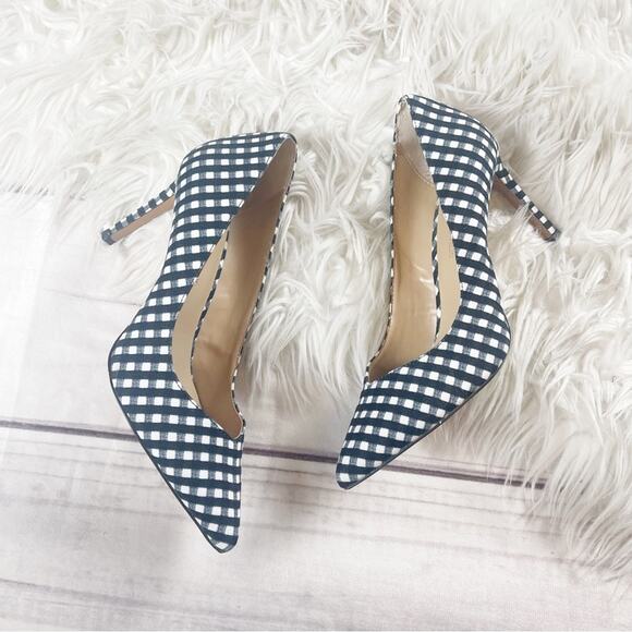 Banana Republic‎ Women's Fabric Gingham Pumps in Black Size 7.5 - Picture 1 of 7